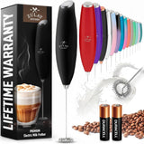 Zulay Kitchen Battery-Powered Drink Mixer Wand – Camping Coffee Companion, Compact Whisk for Campfire Lattes in Burnt Orange