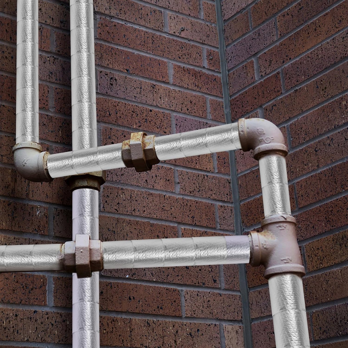 33ft Flame-Retardant Pipe Insulation - Aluminum Foil Foam Tape for Worry-Free Winterization in Bedrooms-Adjacent Walls