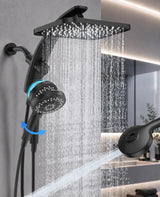 Veken 14 Inch Rectangular Rain Shower Combo – Understated Matte Black Hardware for Less Is More Bathroom Design