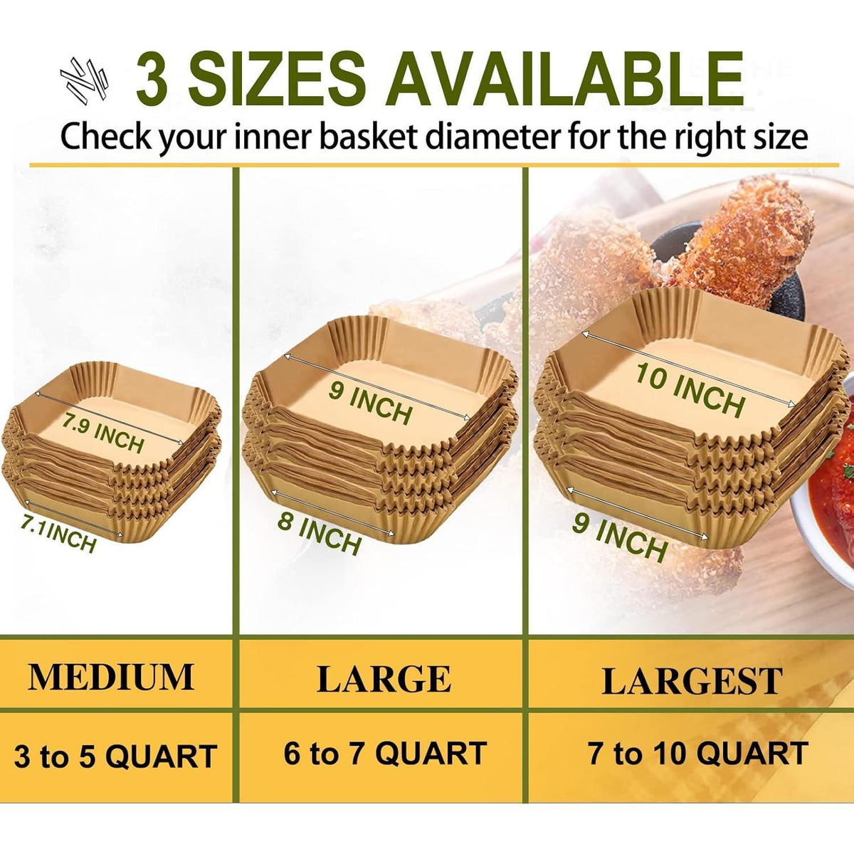 Aobnum Air Fryer Liners – 9 Inch Square Disposable Liners for 5-8QT Air Fryer, Hassle-Free Weekday Dinner Prep for Busy Home Cooks