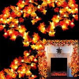 Camping and Balcony Fall Garland with Lights – 20Ft Portable Maple Leaf LED, Battery Powered