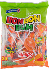 Colombina Bon Bon Bum Mango Flavor Lollipops – Care Package Add-Ons and Holiday Party Favor Gifts for Friends