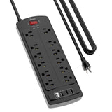 ALESTOR ETL Certified Power Strip 12 Outlets 4 USB, Practical Holiday Gift for Home Office or Apartment Upgrade