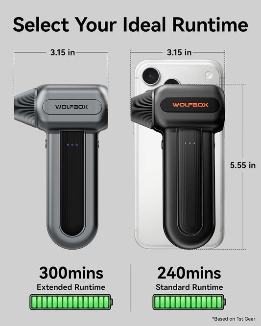 dual 2,500 mah rechargeable batteries providing up to 240 minutes runtime and full recharge in 3.5 hours