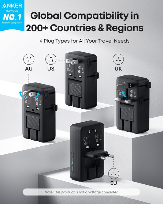 five charging ports: 1 ac outlet, 2 usb-a ports, and 2 usb-c ports