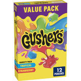 Gushers Strawberry and Tropical Fruit Snacks for Kids Lunch Boxes – Gluten Free, 12 Single-Serve Pouches