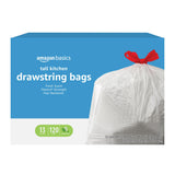 Amazon Basics Fresh Scent 13 Gallon Drawstring Bags for Odor-Free Family Kitchens