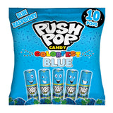 Push Pop Easter Blue Hard Candy Lollipops Nostalgic Blue Raspberry Treat Gift for Kids Easter Basket, 10 Ct Individually Wrapped Candy Bulk Pack