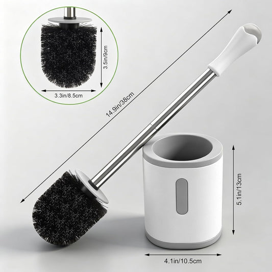 sturdy nylon bristles designed for deep cleaning under the rim and inside the toilet pipe