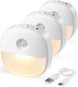 Lyridz Rechargeable Motion Night Light – Cozy 2700K Accent for Bedroom and Living Room Ambiance, 3-Pack