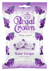 Regal Crown Sour Grape Hard Candy | Playdate and Birthday Party Candy for Children | Wrapped Tart Grape Sweets with No Sticky Mess, 6.25oz Peg Bag