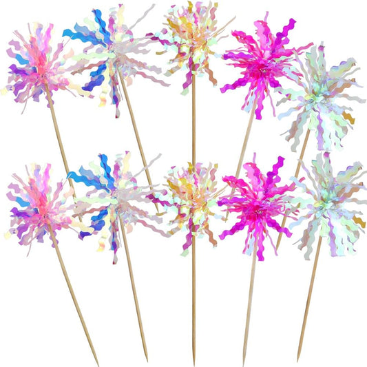 10-piece set of pre-assembled happy birthday toppers