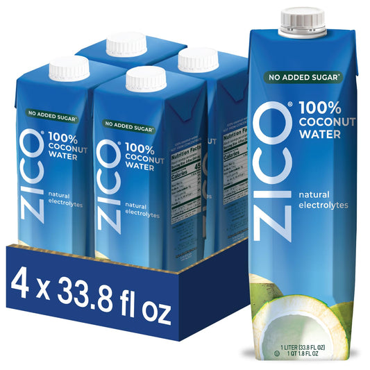 100% coconut water — single ingredient with no preservatives, added sugar, or artificial additives