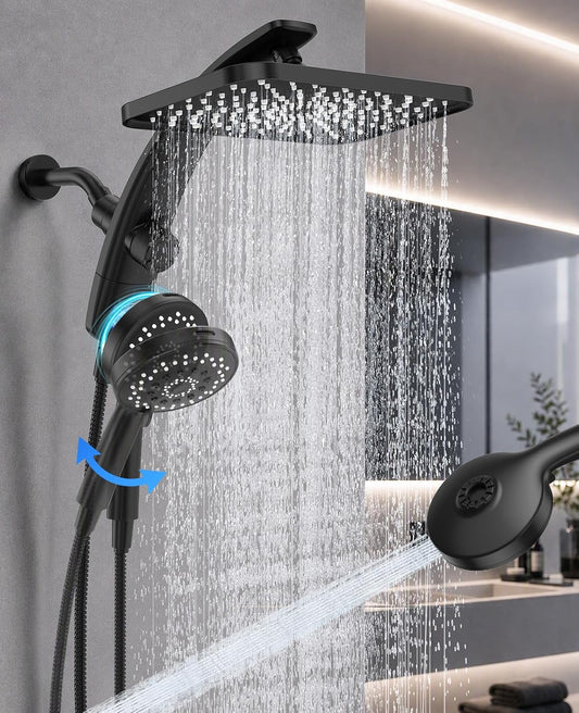 12-inch or 14-inch rectangular rainfall shower head with extension arm