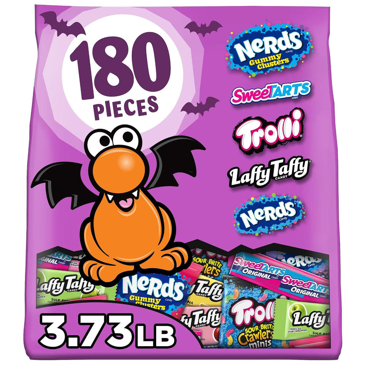 180 individually wrapped candy pieces in a single 61.73 oz box