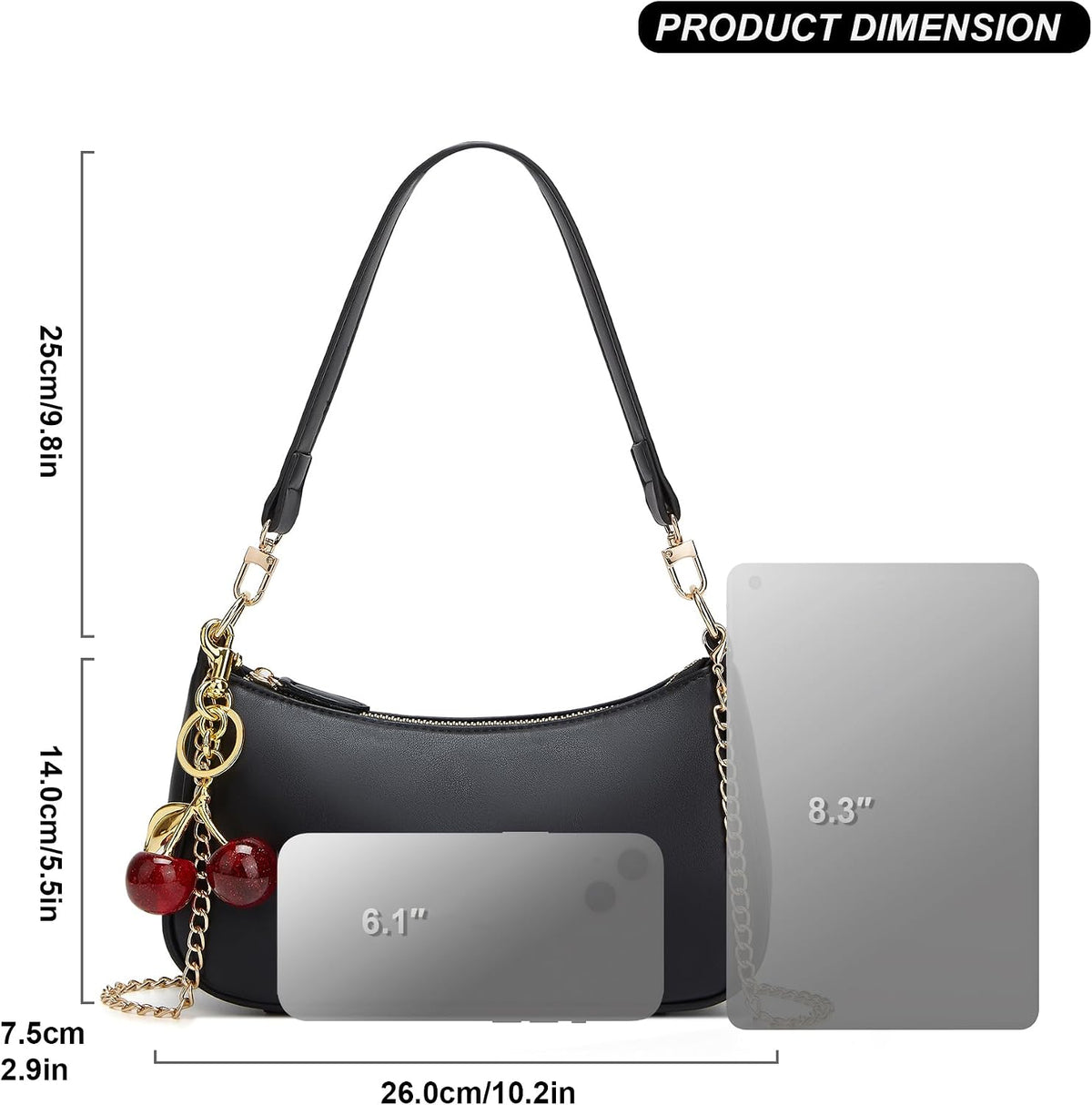 23 Color Underarm Bag with Cherry Charm – Everyday Carry for Farmers Market and Festivals