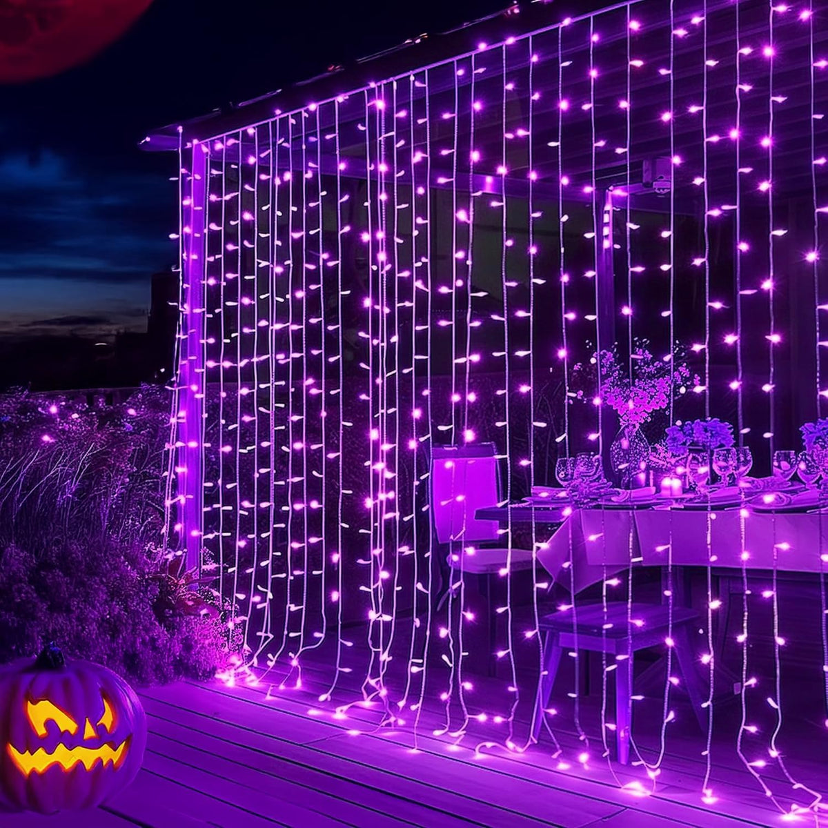 300 led curtain layout spanning 9.8ft x 9.8ft with 9.9ft leading wire