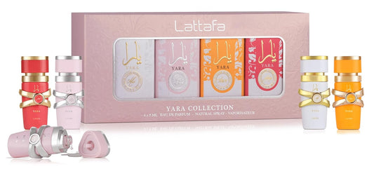 4 × 5 ml eau de parfum mini bottles (yara, yara moi, yara tous, yara candy)