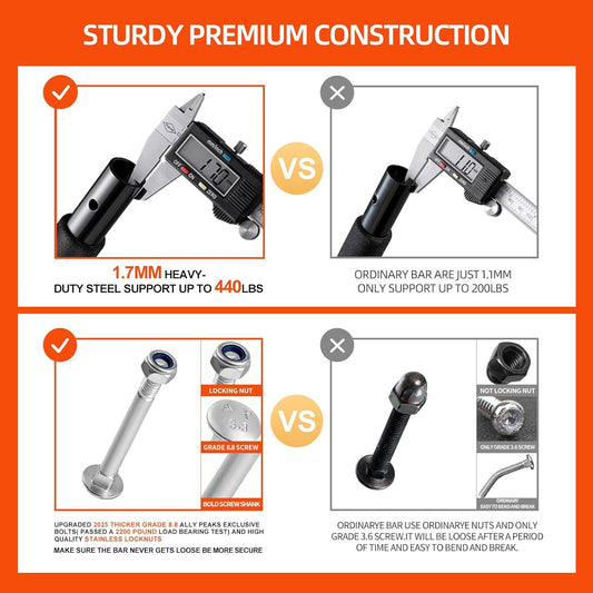 440 lb maximum weight capacity for heavy-duty use