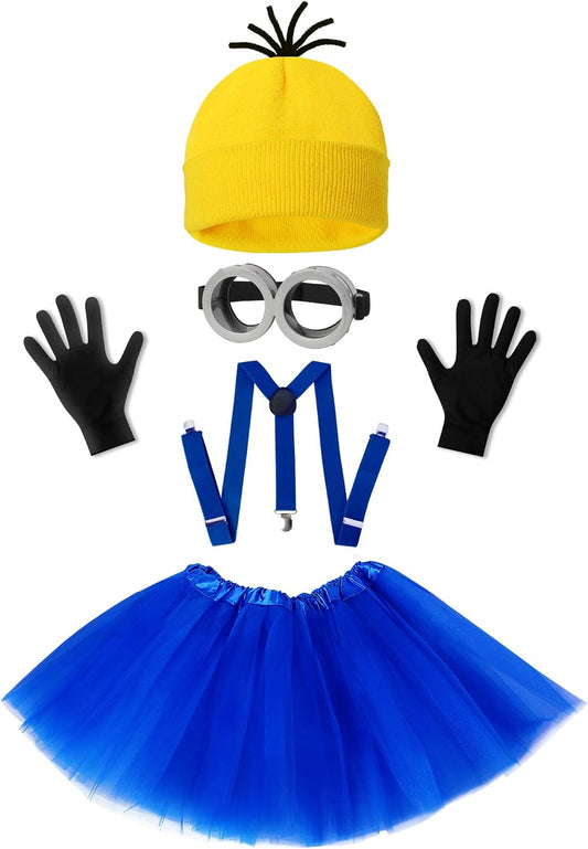 5-piece set including gloves, hat, skirt, sunglasses, and suspenders
