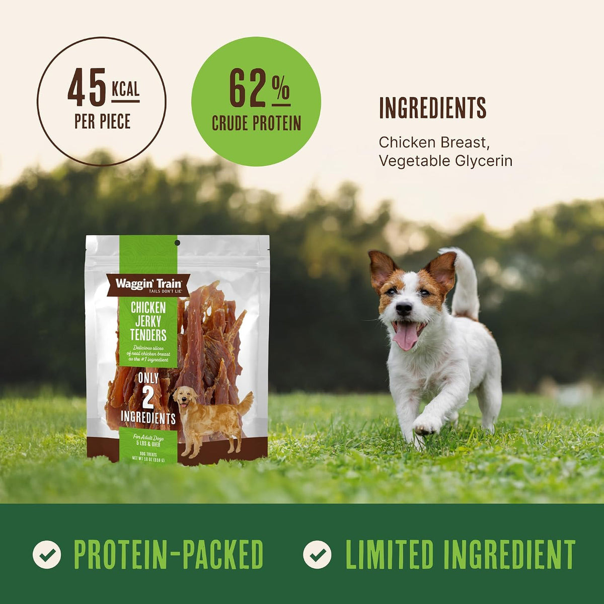 62% protein per piece for high-value training motivation
