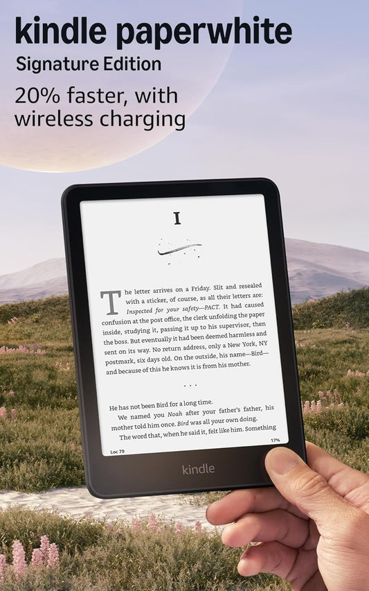 7-inch next-generation paperwhite display with higher contrast ratio and 25% faster page turns
