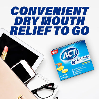 ACT Dry Mouth Lozenges With Xylitol, 36-Count, Sugar Free Honey-Lemon – Holistic Mouth Moisturizing Ritual Before Bed
