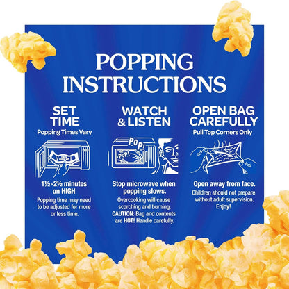 ACT II Butter Lovers Microwave Popcorn, 6 ct 2.75 oz Bags — Low-Distraction Study Lounge Snack for Remote Workers