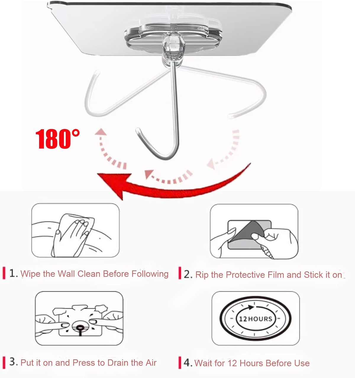 Adhesive Wall Hooks – Transparent No-Drill Hooks for Intentional Apartment Living