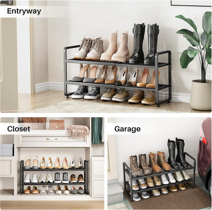 Aero Stiletto Tower – Pet-Friendly Closet Organizer, 2-Tier Heavy-Duty Mesh Wire Shoe Tower