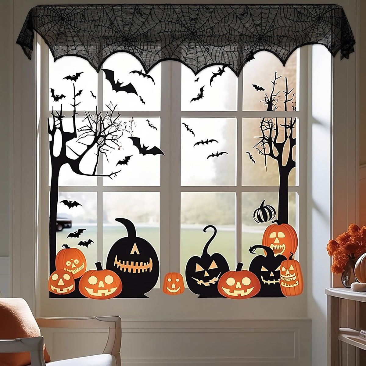 AerWo Spiderweb Mantle Drape – Festive Hostess Gift for Party Throwers, Reusable Halloween & Thanksgiving Decor