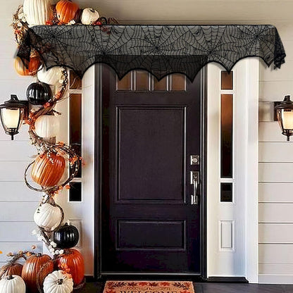 AerWo Spiderweb Mantle Drape – Festive Hostess Gift for Party Throwers, Reusable Halloween & Thanksgiving Decor