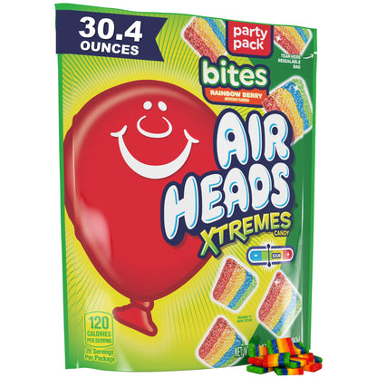 Airheads Xtremes Rainbow Berry Chewy Sour Bites, 30.4 oz Bulk Bag – Allergy Friendly Sweet and Sour Candy with Individually Sealed Wrappers for Safer Sharing