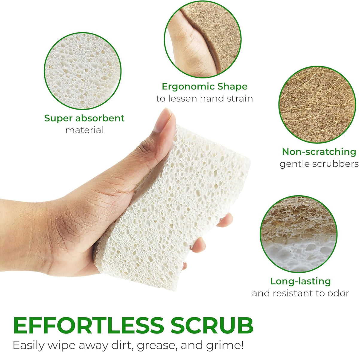 AIRNEX Portable Kitchen Sponge for Patio and Camping, Durable Coconut Fiber Dish Scrubber