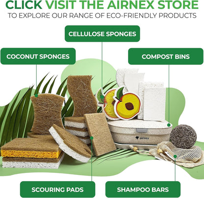 AIRNEX Portable Kitchen Sponge for Patio and Camping, Durable Coconut Fiber Dish Scrubber