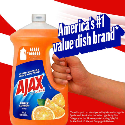 Ajax Ultra Liquid Dish Soap Orange Scent Triple Action 90 fl oz Bottle Streamlining Family Dishwashing Workflows