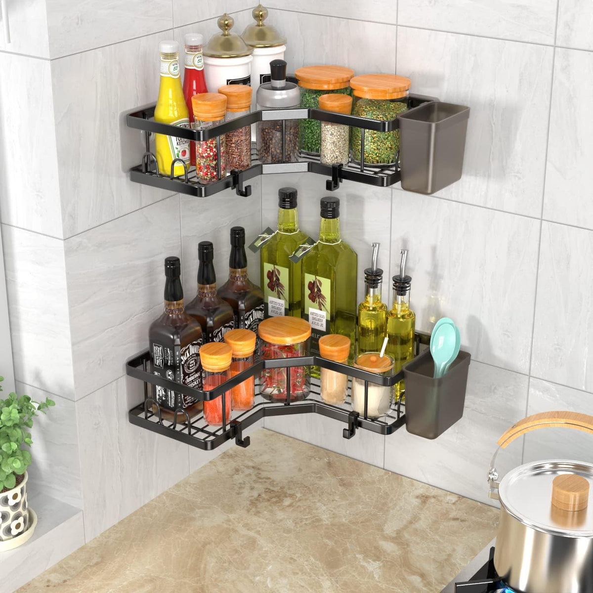 AKTECKE Decorative Shower Corner Storage for Master and Guest Bathrooms, 2-Pack Rust-Proof Caddy