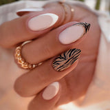 Almond Press on Nails Medium with Designs – Birthday Gift for Her, French Tip Glitter Nail Kit for Women