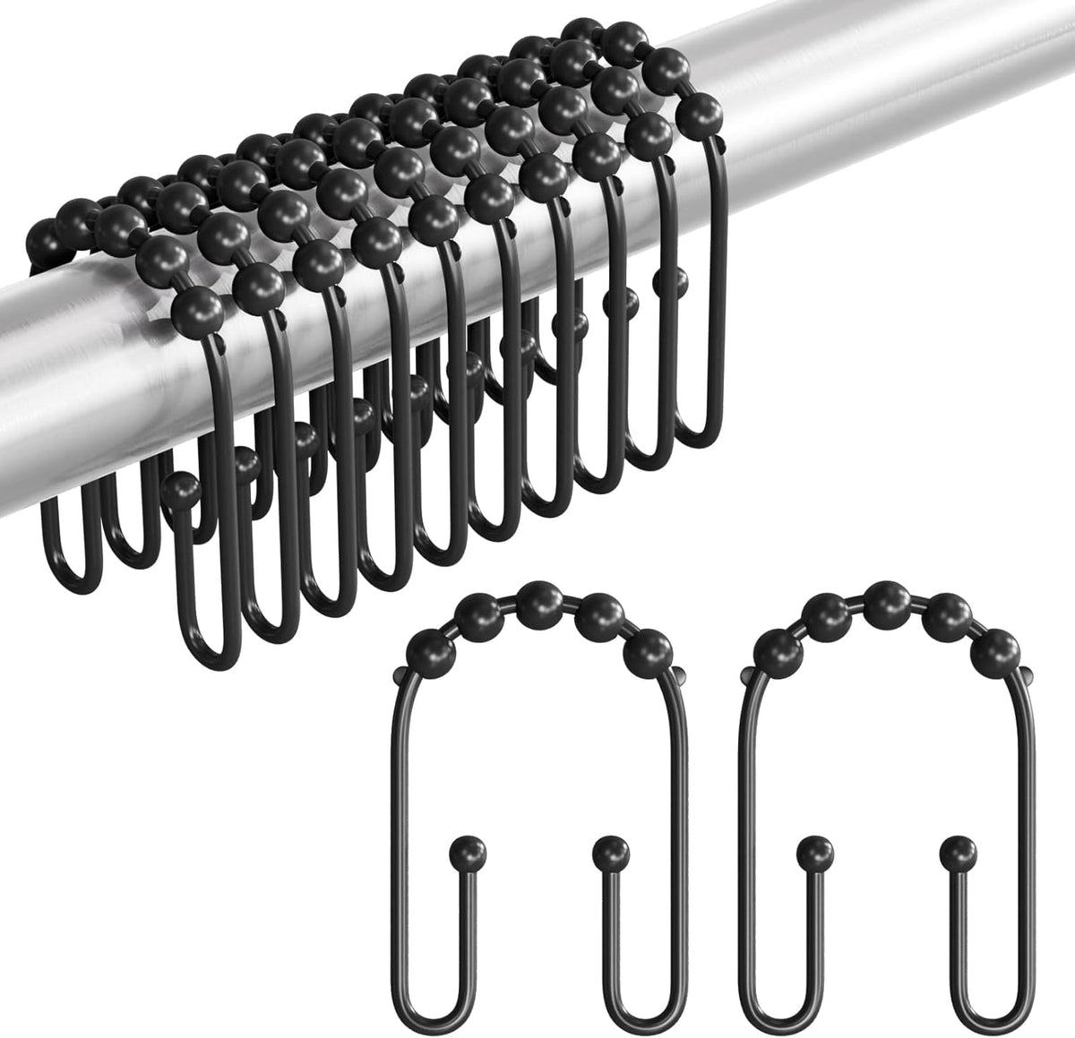 AmazerBath Rust Proof Shower Curtain Hooks – Designer Bathroom Hardware for Master Ensuite, Modern and Minimalist Styles