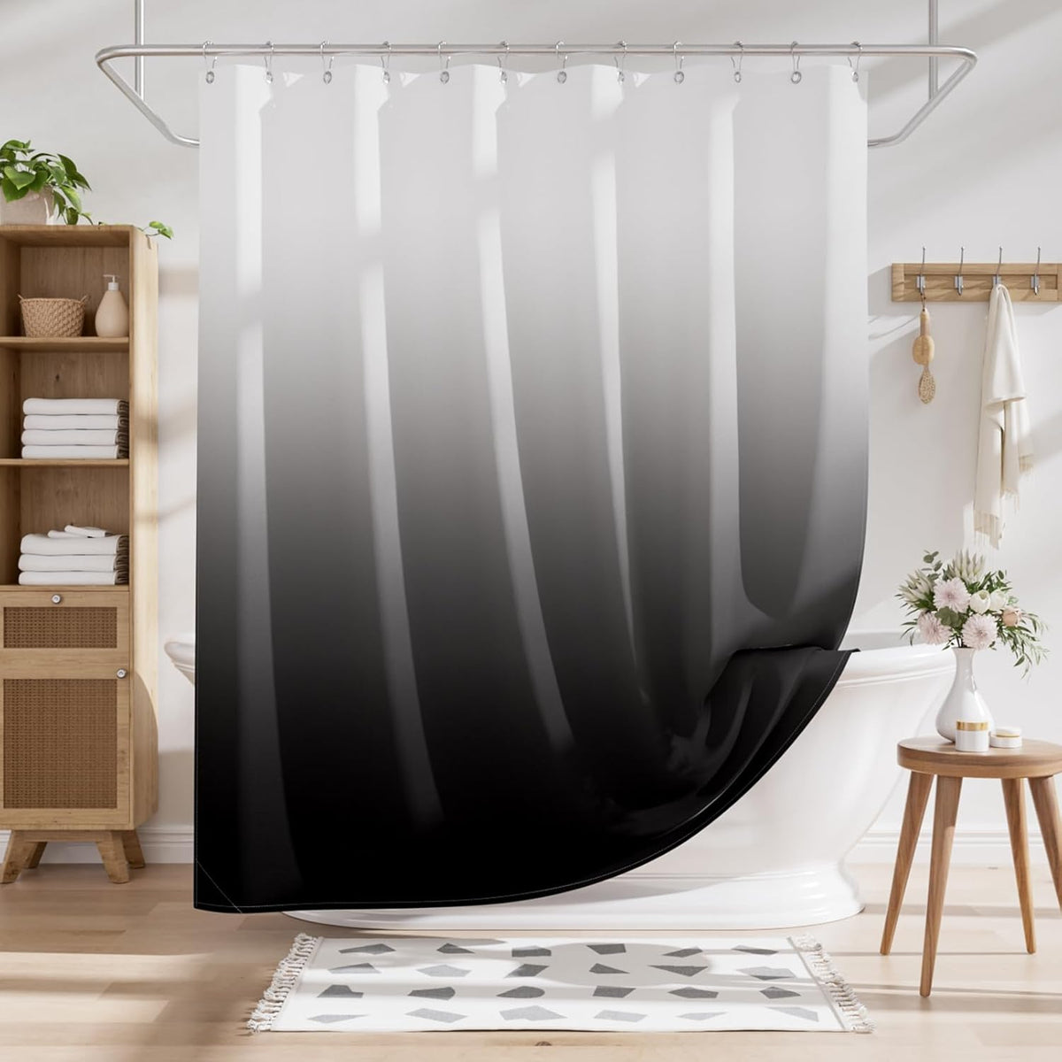 AmazerBath Shower Curtain – Spa-Like Geometric Bath Curtain for Modern Cottage Powder Room Refresh, 72x72 Polyester Set
