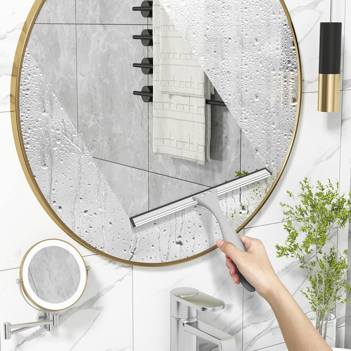 AmazerBath Silicone Shower Squeegee – Comfortable Cleaning for Aging Hands and Wrists
