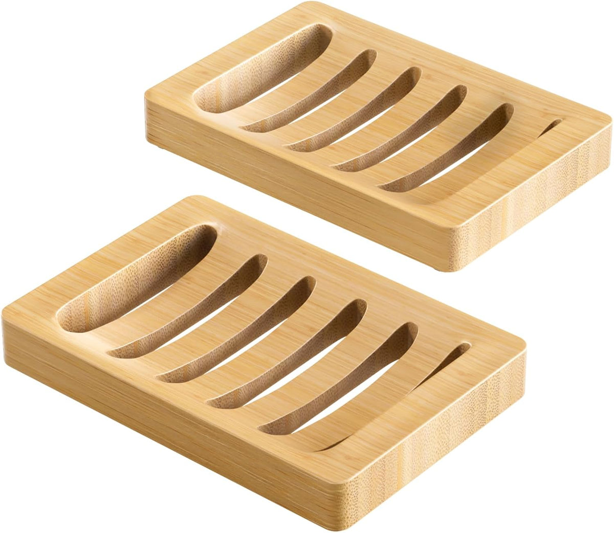 AmazerBath Soap Saver Dish Pair – Earthy Bamboo Decor Element for Guest Bathroom Refresh