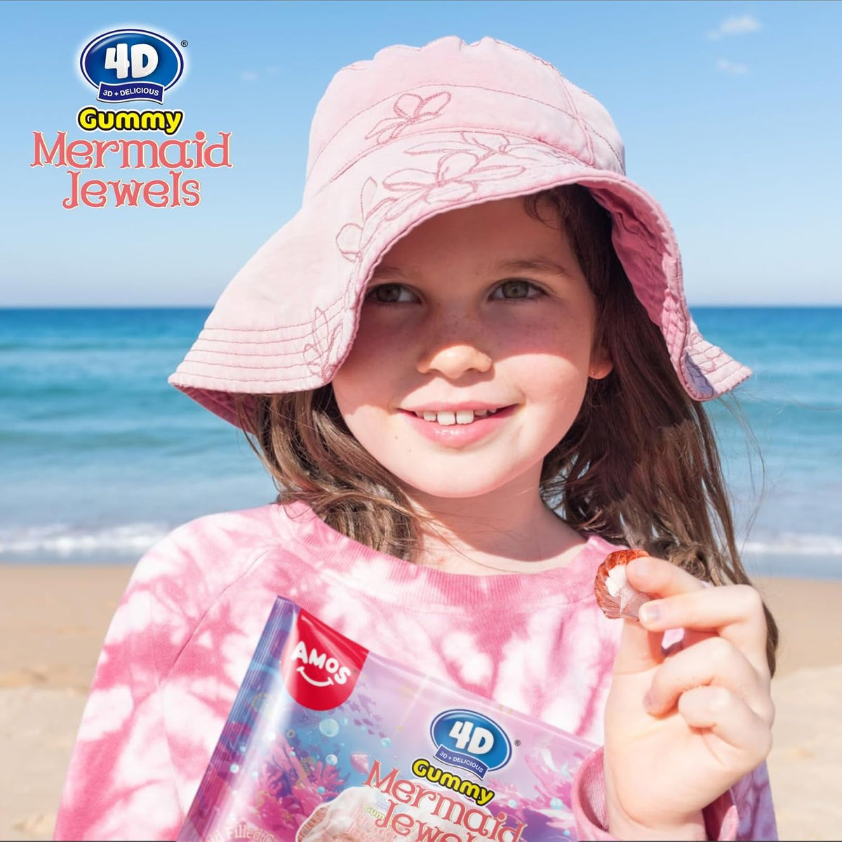 Amos 3D Mermaid Jewels Gummy Candy – Raspberry Filled Seashell Treats for Sea-Themed Cupcake Decorating Stations
