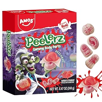 Amos Body Parts Gummy Snack Bag – Creepy-Cute Halloween Care Package Filler for College Dorms & Office Treats