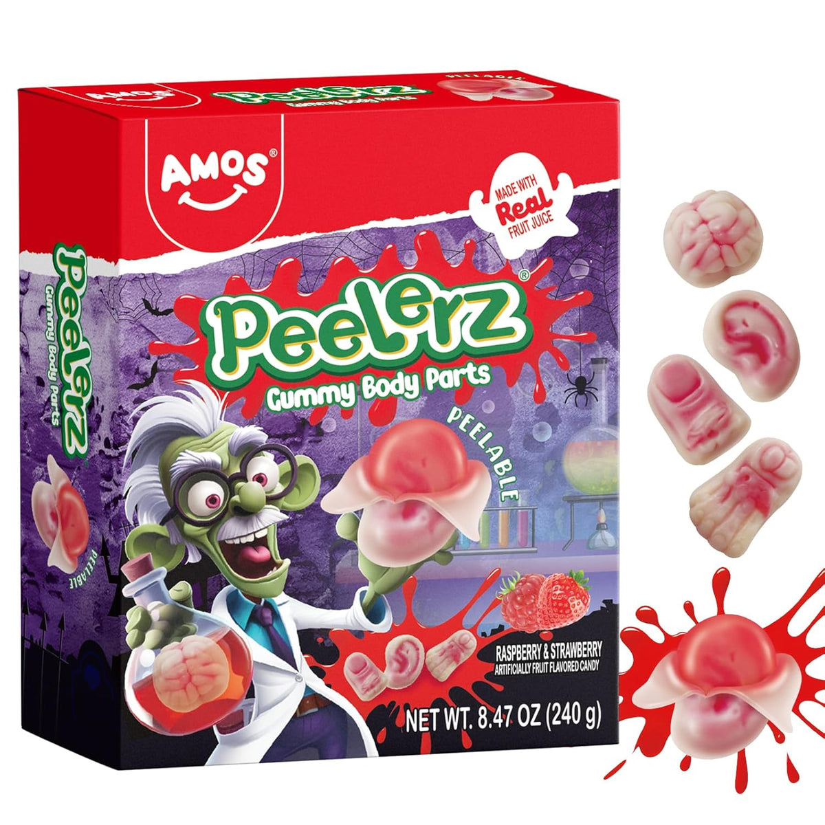 Amos Body Parts Gummy Snack Bag – Creepy-Cute Halloween Care Package Filler for College Dorms & Office Treats