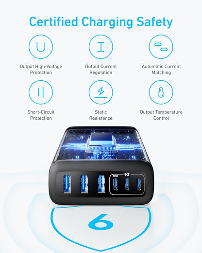 Anker Desktop Charger for Cozy Home Atmosphere, Low-Profile 3.0 x 3.2 Inch Design Sits Flat on Any Surface