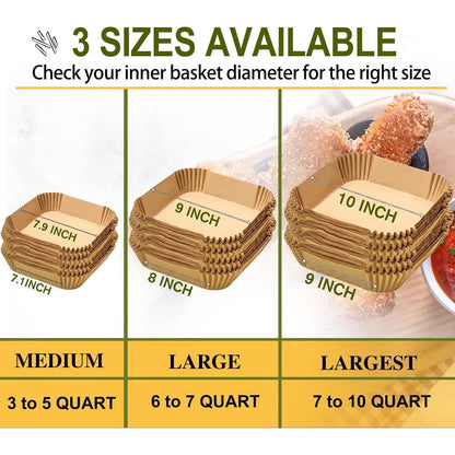 Aobnum Air Fryer Liners – 9 Inch Square Disposable Liners for 5-8QT Air Fryer, Hassle-Free Weekday Dinner Prep for Busy Home Cooks