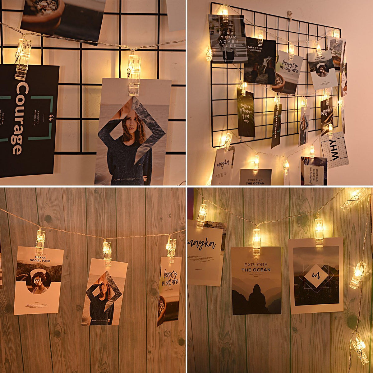 AOSTAR Photo Clip String Lights – Cozy Bedroom Wall Decor, 10FT Warm White LED Hanging Display