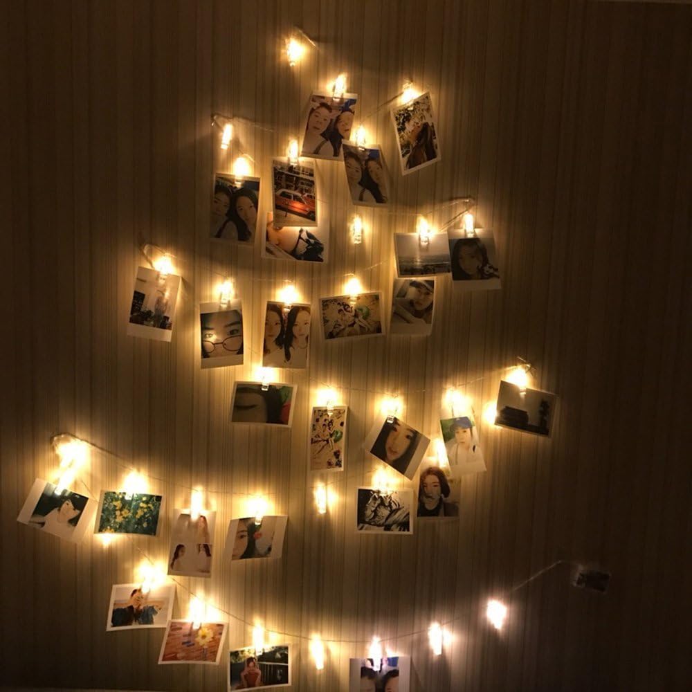 AOSTAR Photo Clip String Lights – Cozy Bedroom Wall Decor, 10FT Warm White LED Hanging Display