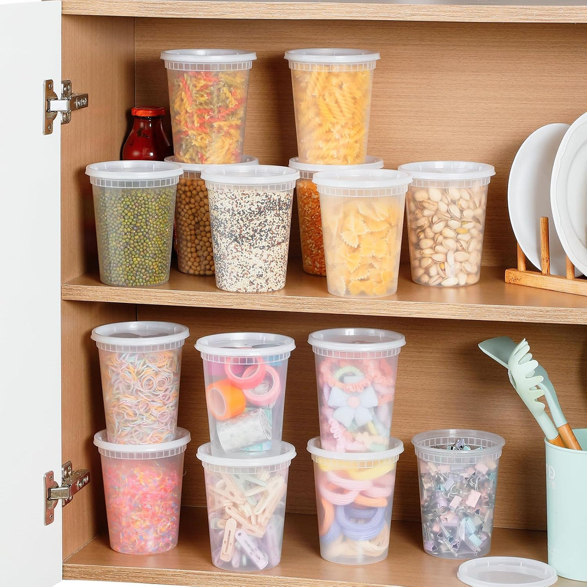 AOZITA 32 oz BPA-Free Plastic Food Containers – Child-Friendly Storage for Potluck Dishes, Holiday Leftovers and Classroom Treats